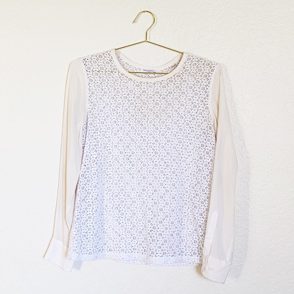 EQUIPMENT Cream Daisy Embroidered Silk Blouse XS